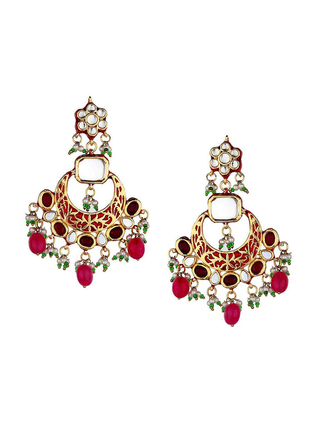 Runjhun Maroon Contemporary Chandbalis Earrings
