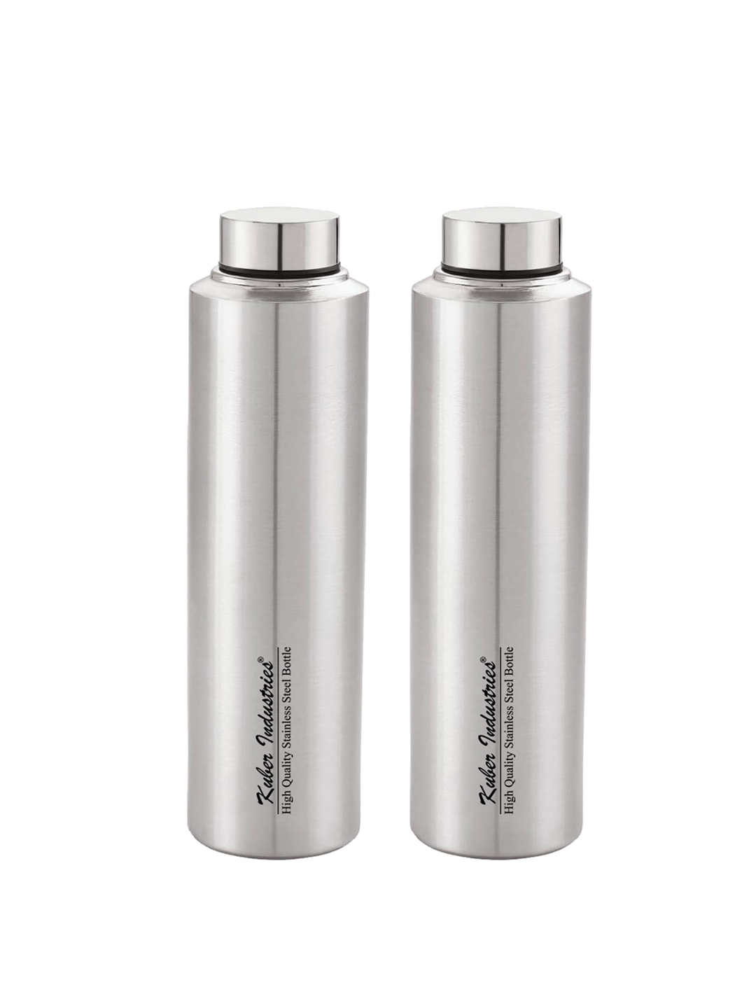 Kuber Industries Set Of 2 Silver Toned Solid Stainless Steel Water Bottle 900 ML