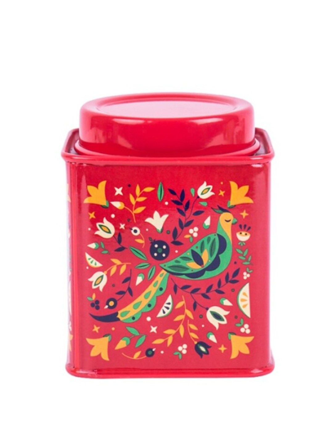 Chumbak Red Animal Print Metal Hand-Painted Screw Top Canister