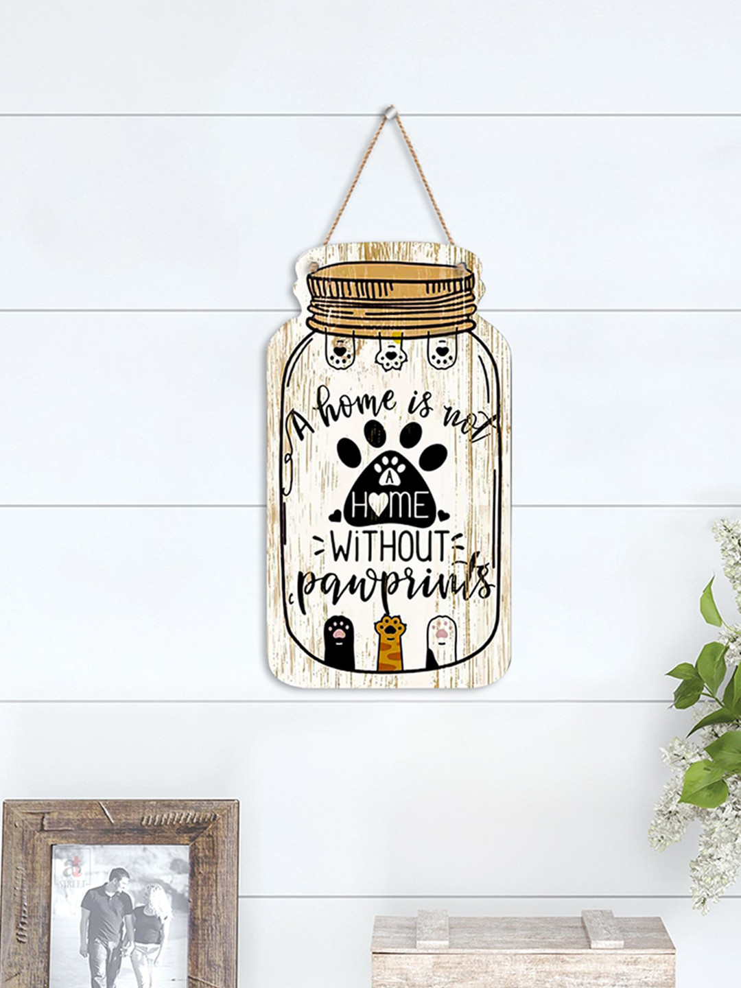 Art Street White & Black A Home Is Not Home Without Paw Prints Wooden Wall Decor