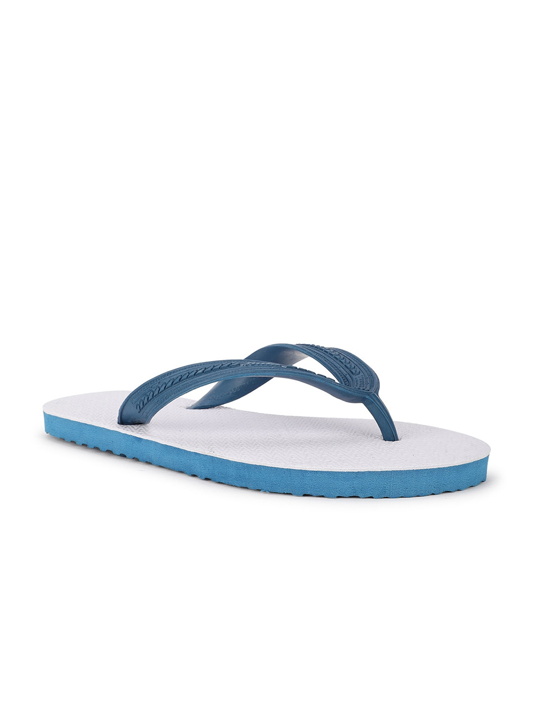 Bata Men Blue & White Rubber Thong Flip-Flops