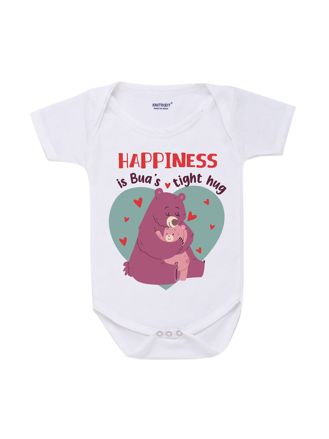 KNITROOT Infant Kids White & Red Bua Tight Hug Baby Bodysuit