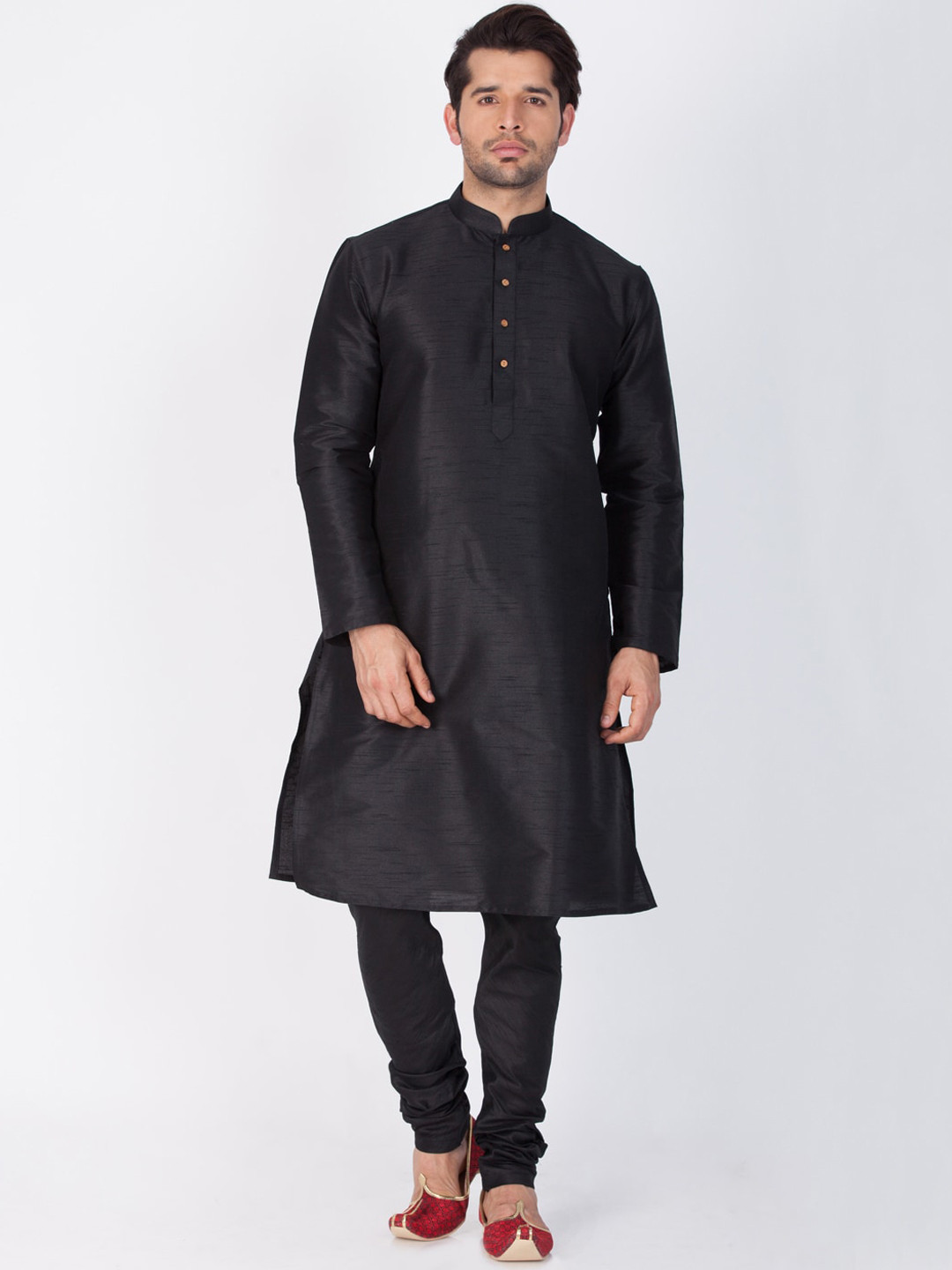 VASTRAMAY Men Black Empire Kurta with Churidar