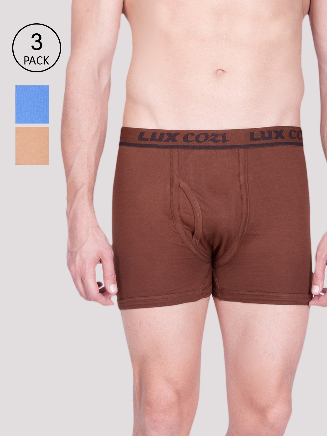 Lux Cozi Men Pack Of 3 Assorted Pure Cotton Trunks COZI_BIGSHOT_LONGS_3PC