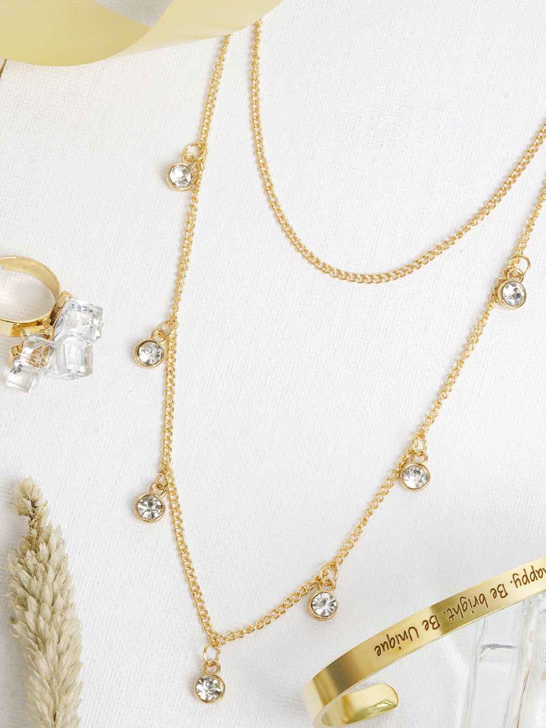 JOKER & WITCH Gold-Toned & White Stone-Studded Sugar Shot Jewellery Set