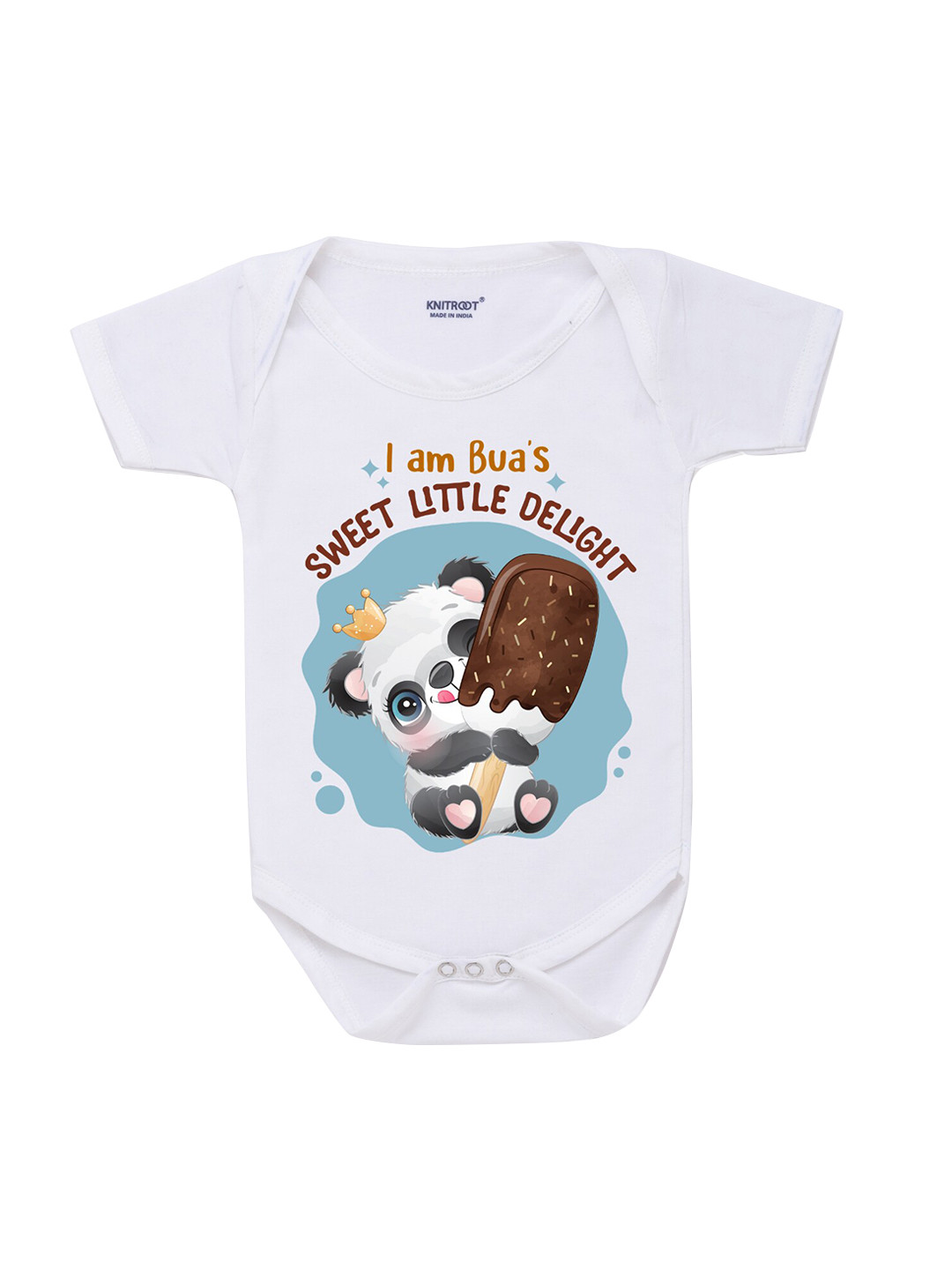 KNITROOT Infant Kids White & Brown Printed Bodysuit