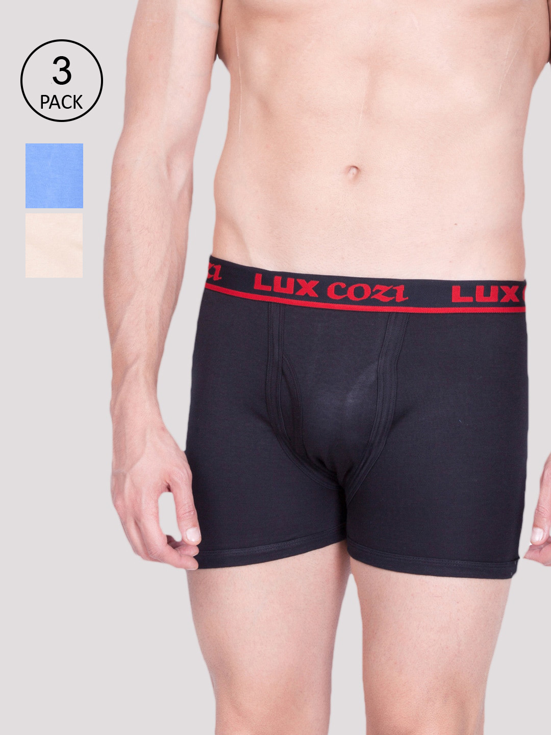 Lux Cozi Men Pack Of 3 Assorted Pure Cotton Trunks COZI_LONGS_ICDF_3PC