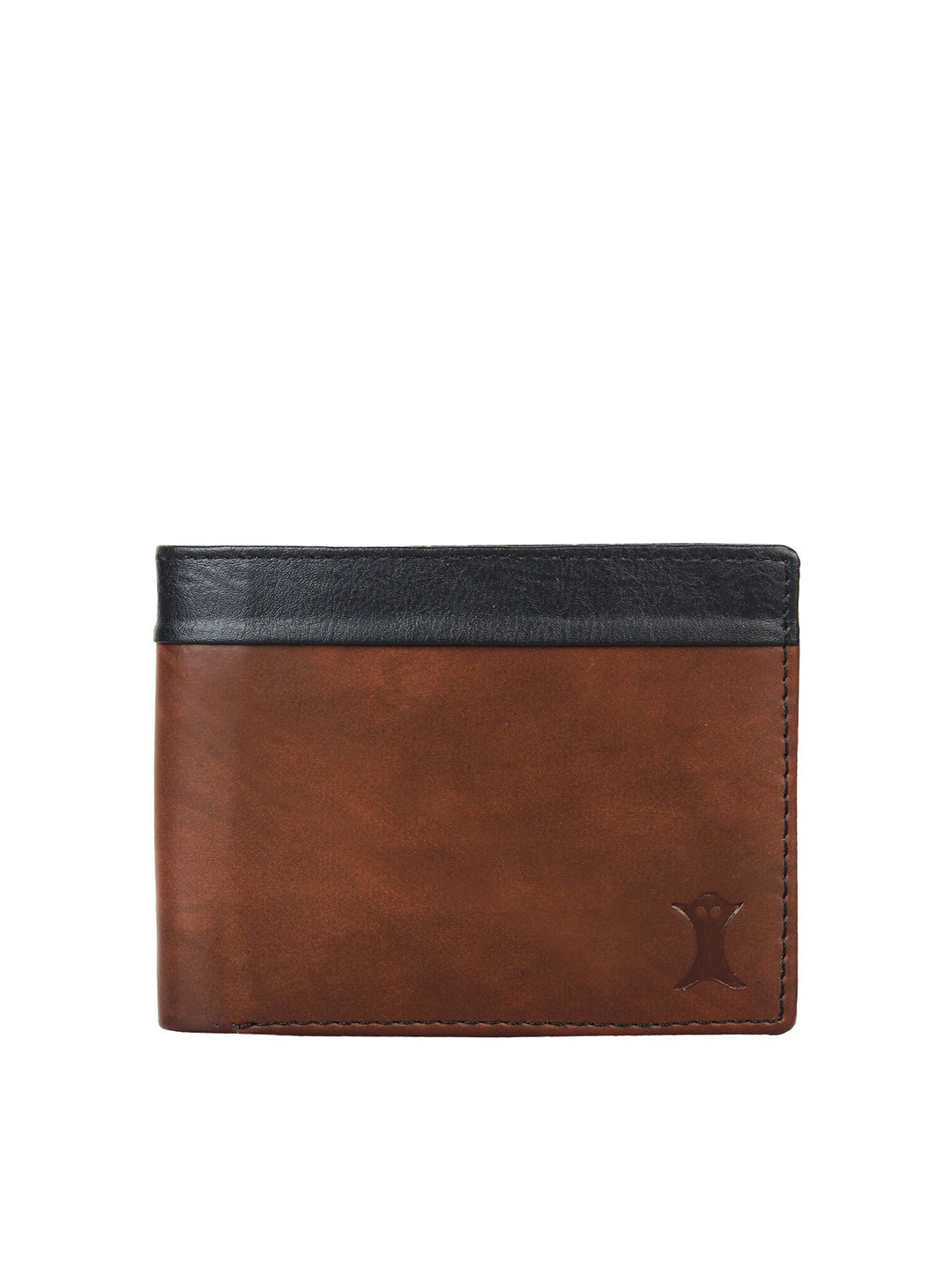Creature Men Brown & Black Colourblocked Two Fold Wallet