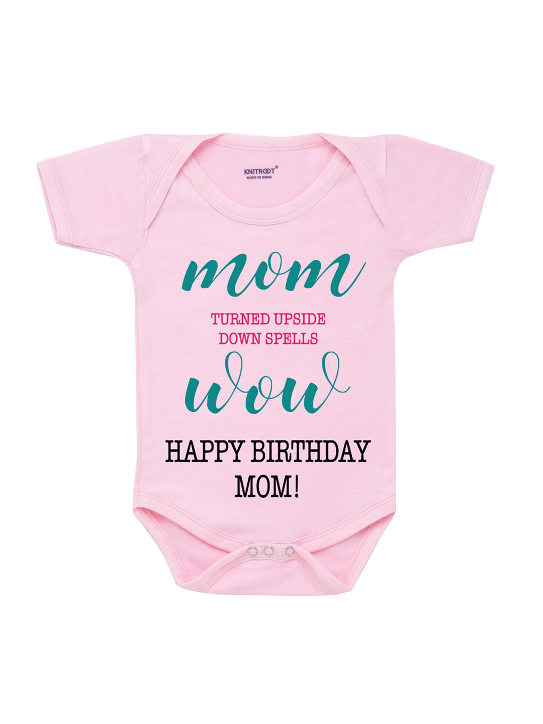 KNITROOT Infant Baby - Pink & Green Typography Printed Bodysuit