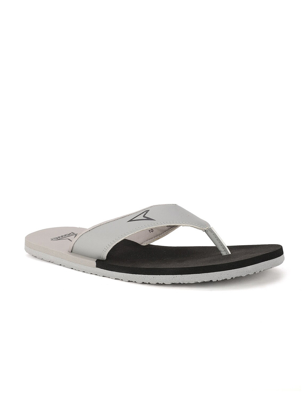 Power Men Grey & Black Colourblocked Thong Flip-Flops