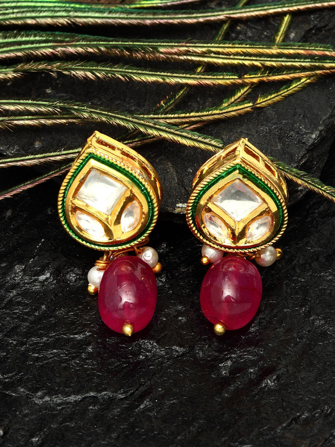 DUGRISTYLE Red Contemporary Studs Earrings