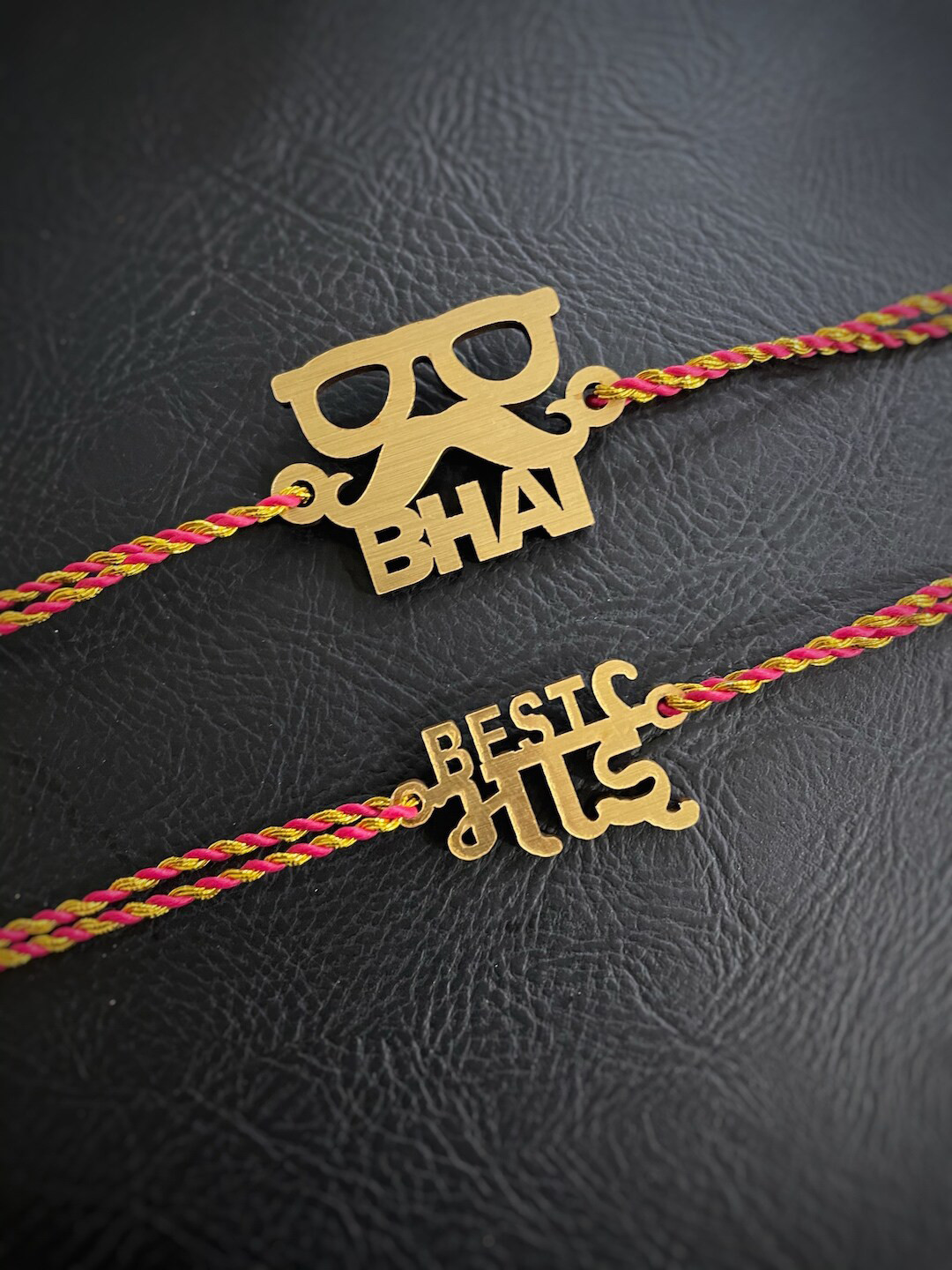 Digital Dress Room Men Set of 2 Gold Slogan Rakhi