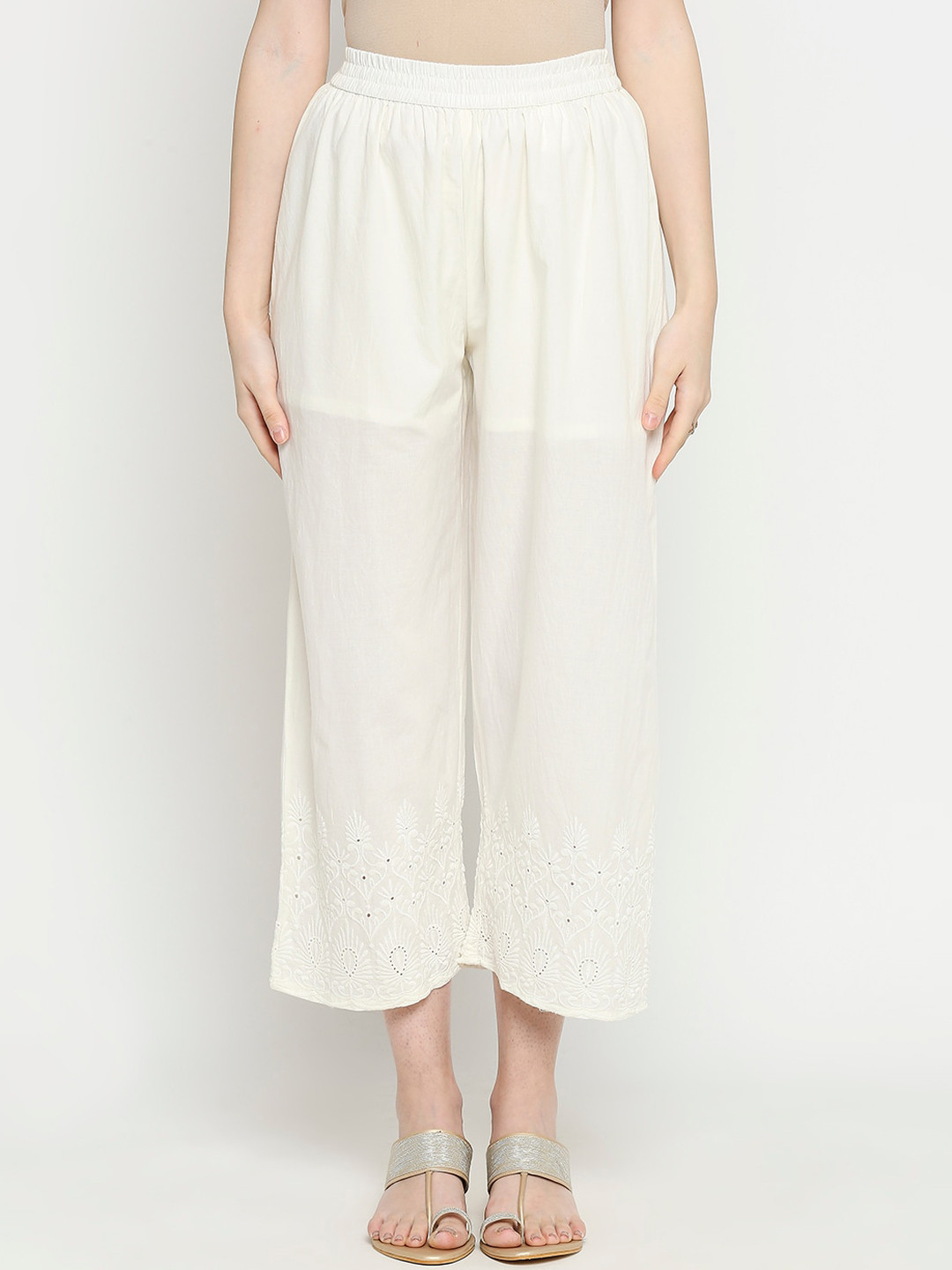 RANGMANCH BY PANTALOONS Women Off White Culottes Trousers