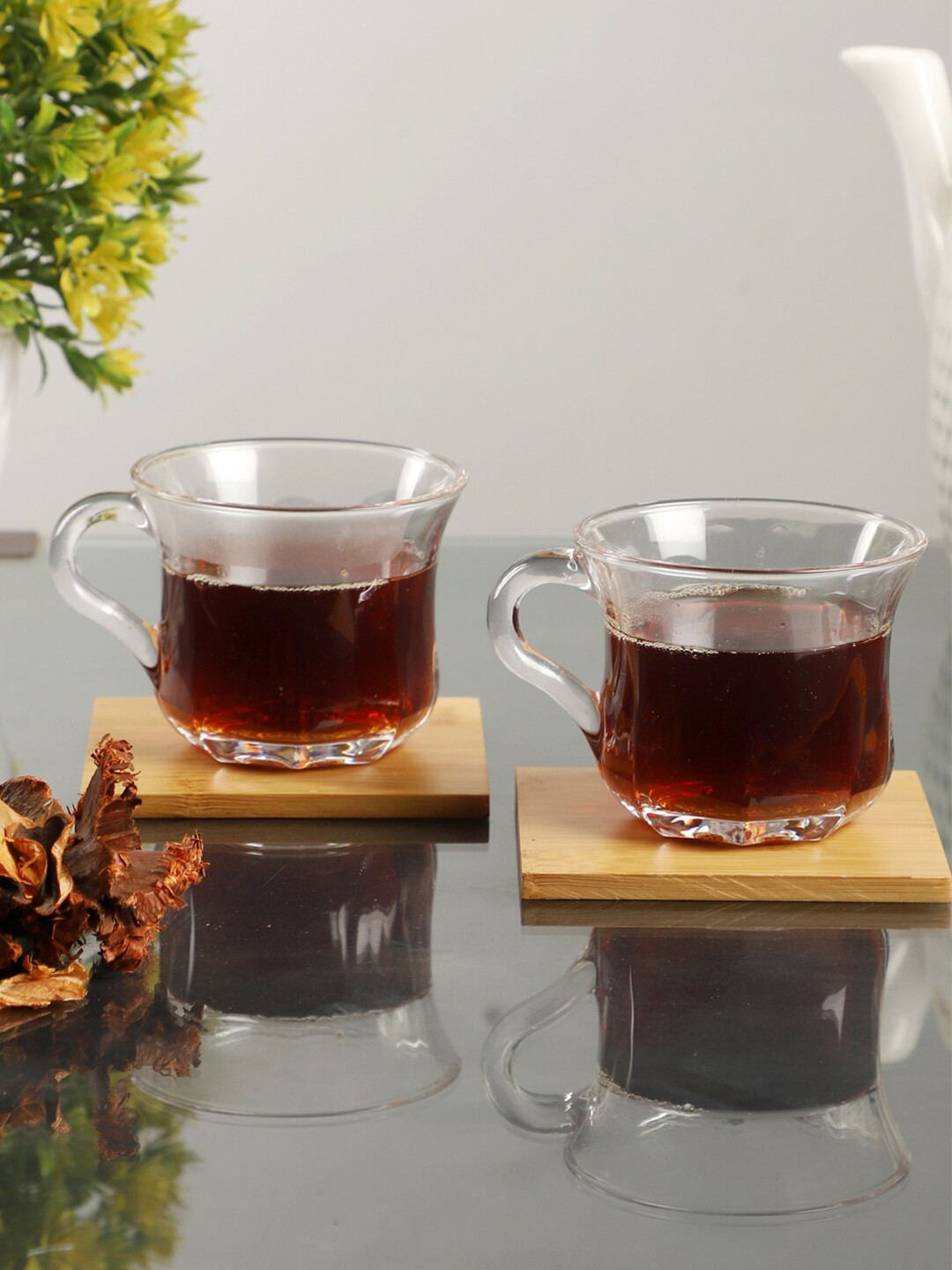 ceradeco Transparent Glass Handmade 6 Piece Cups-200ml