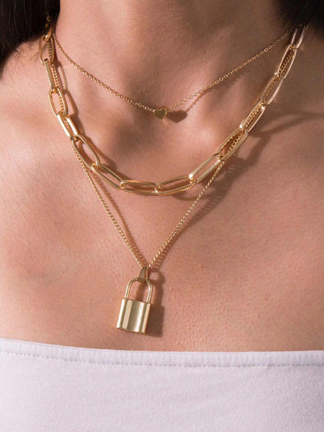 Shining Diva Fashion Gold-Plated Layered Necklace