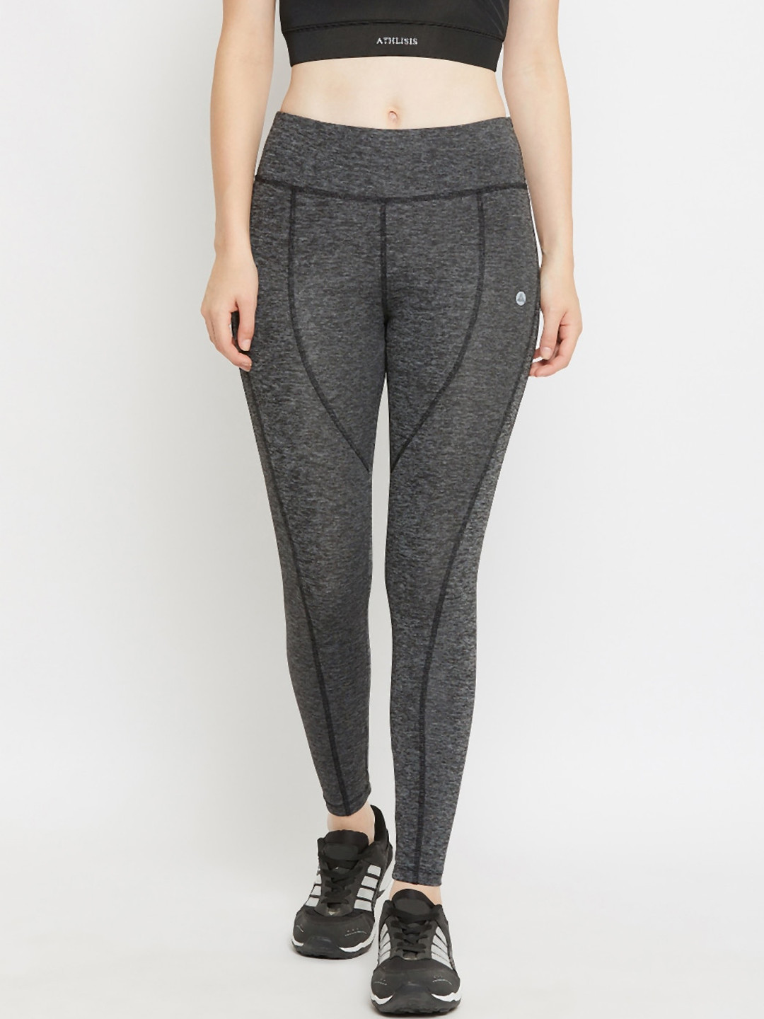 ATHLISIS Women Charcoal Solid Performance Quick Dry Training Tights