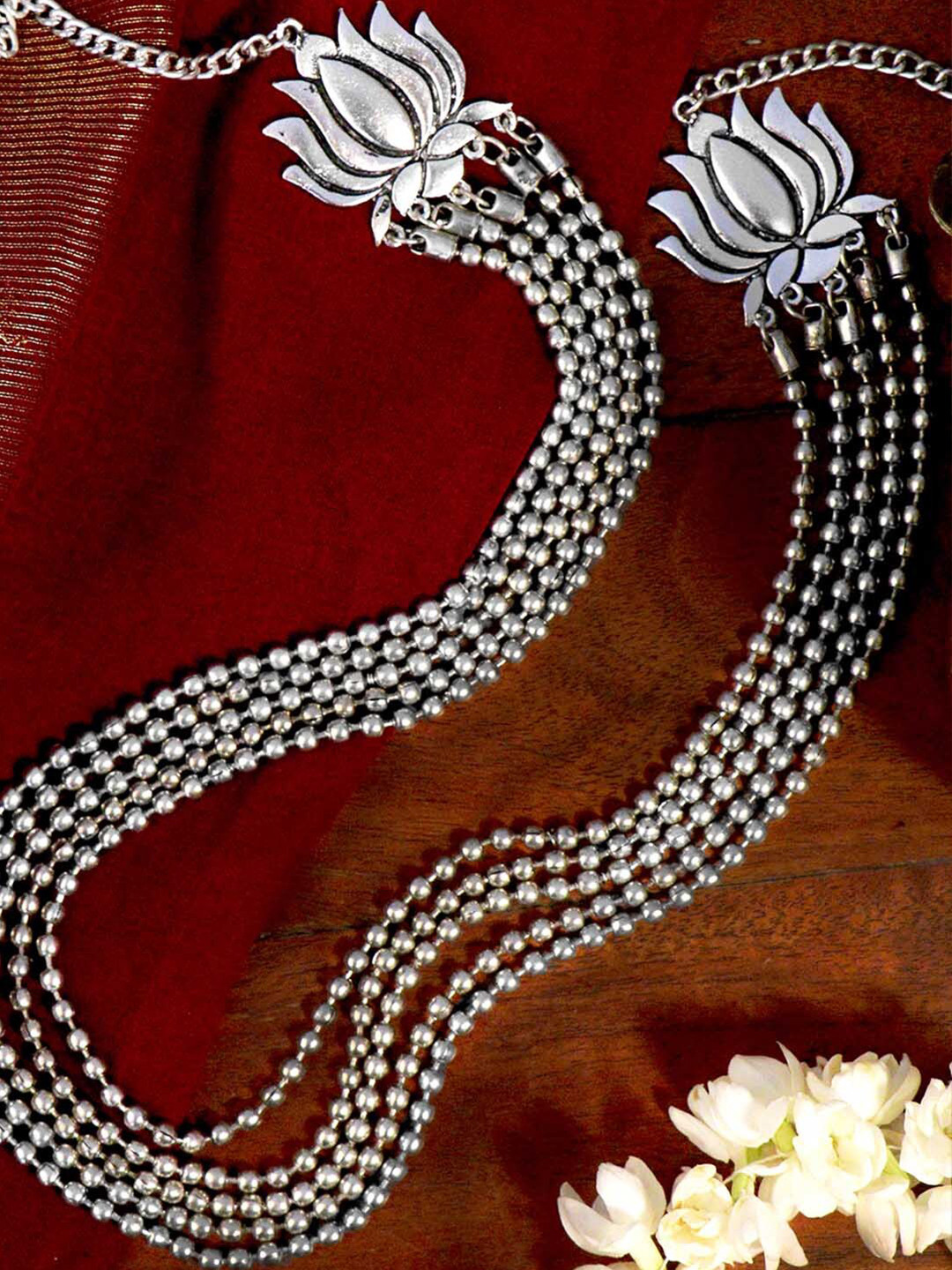 TEEJH German Silver-Plated Oxidised Necklace