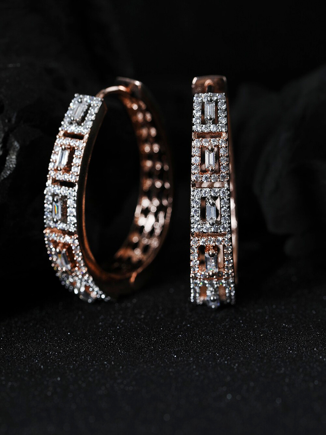 Priyaasi Rose Gold Contemporary Hoop Earrings