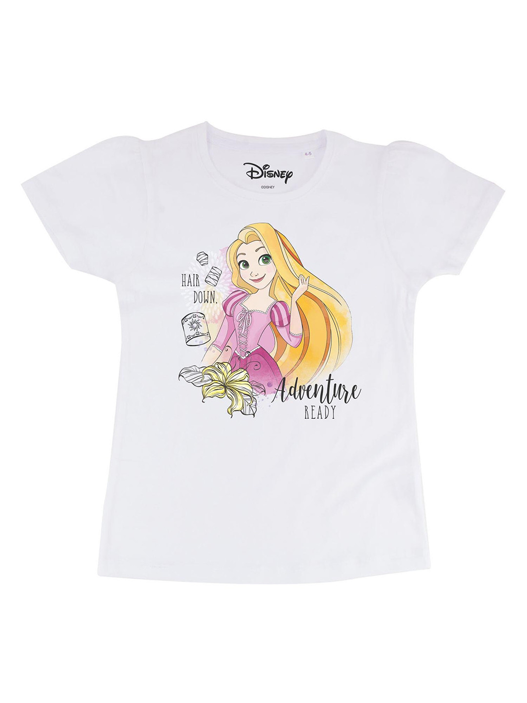 Disney by Wear Your Mind Girls White Disney Princess Printed Regular Top