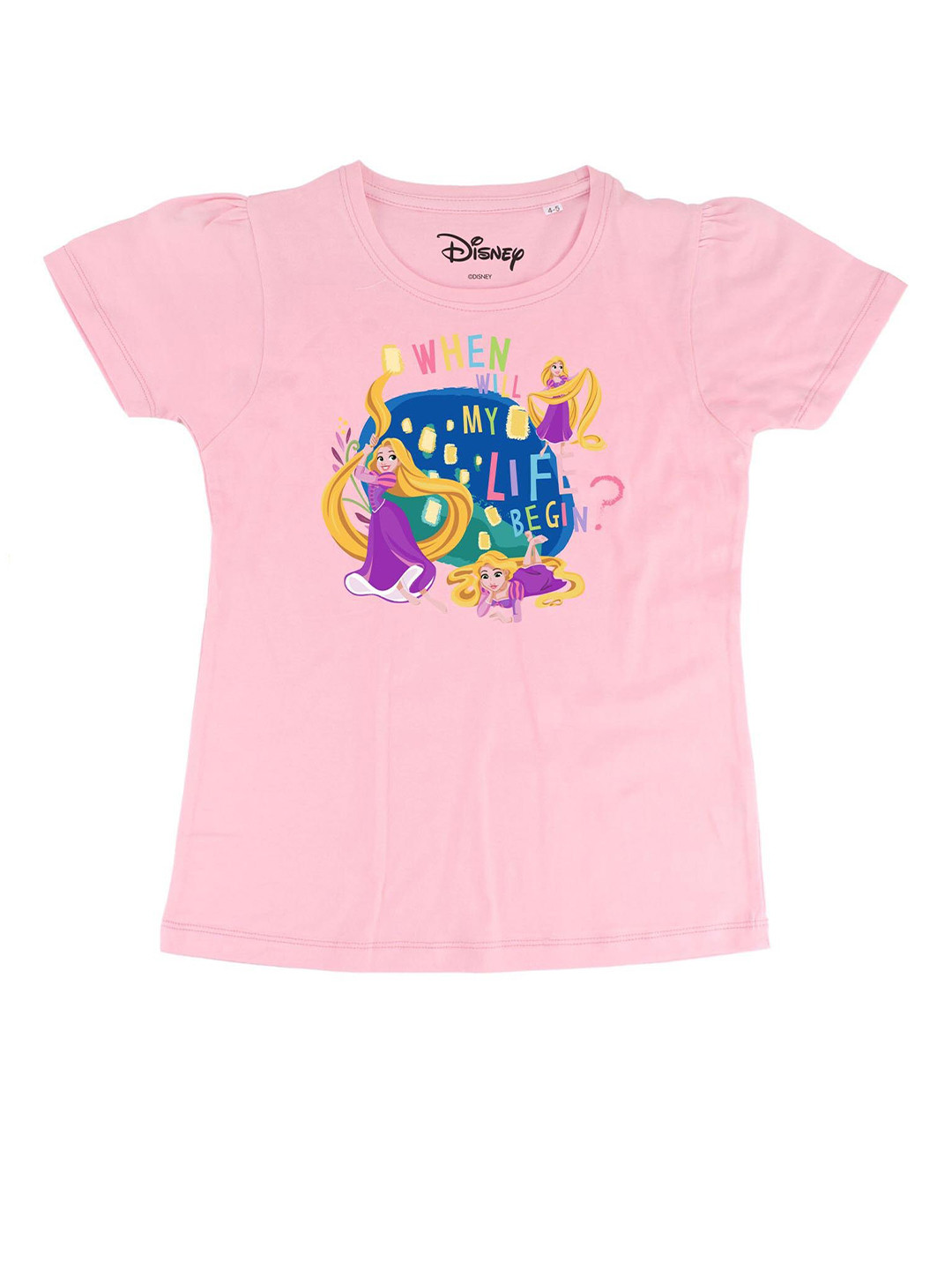 Disney by Wear Your Mind Girls Pink Disney Princess Printed Regular Top
