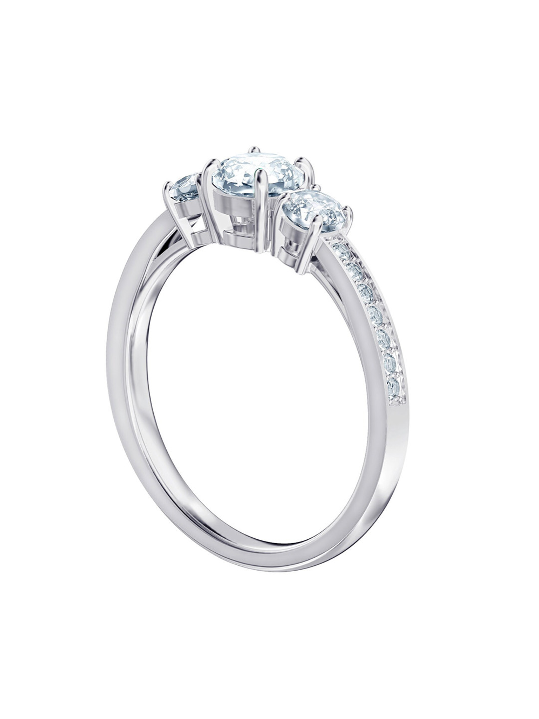 SWAROVSKI White Rhodium-Plated Attract Trilogy Round Ring