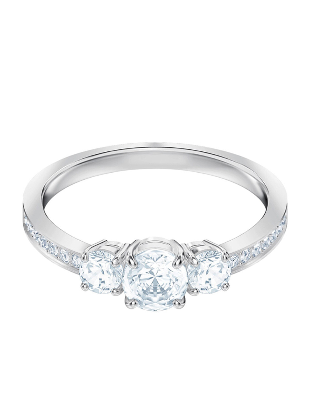 SWAROVSKI Round White Rhodium-Plated Attract Trilogy Round Ring
