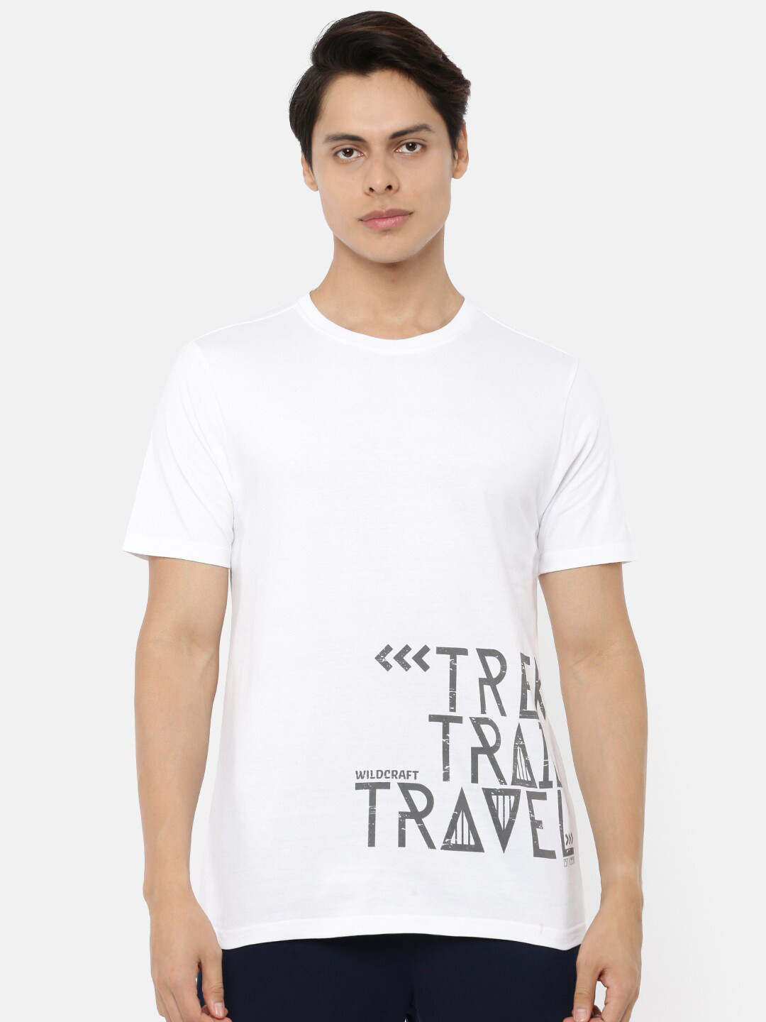 Wildcraft Men Off Active Tee 7 White Typographic T-shirt