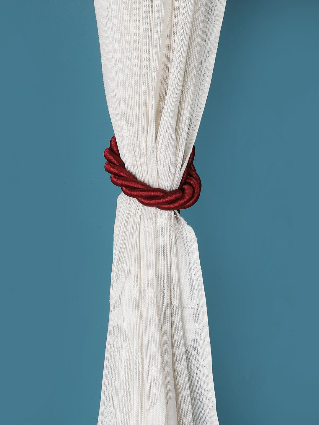 The Decor Mart Set Of 2 Maroon Tasseled Curtain Tie-Backs