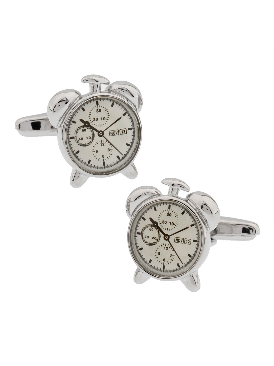 The Tie Hub White Alarm Clock Cufflinks