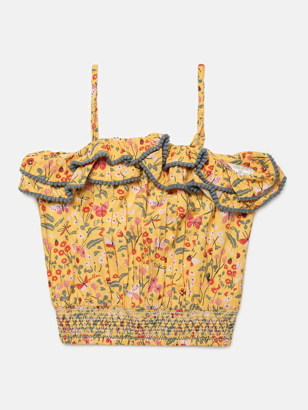 ELLE Yellow Floral Blouson Top