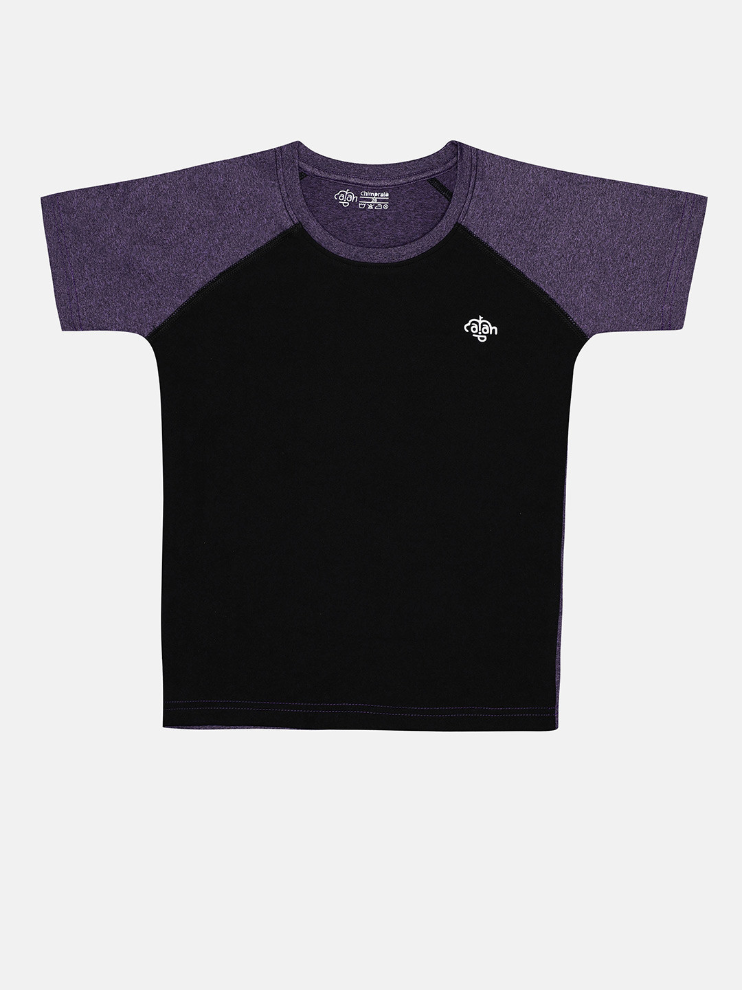 CHIMPRALA Boys Purple & Black Colourblocked T-shirt