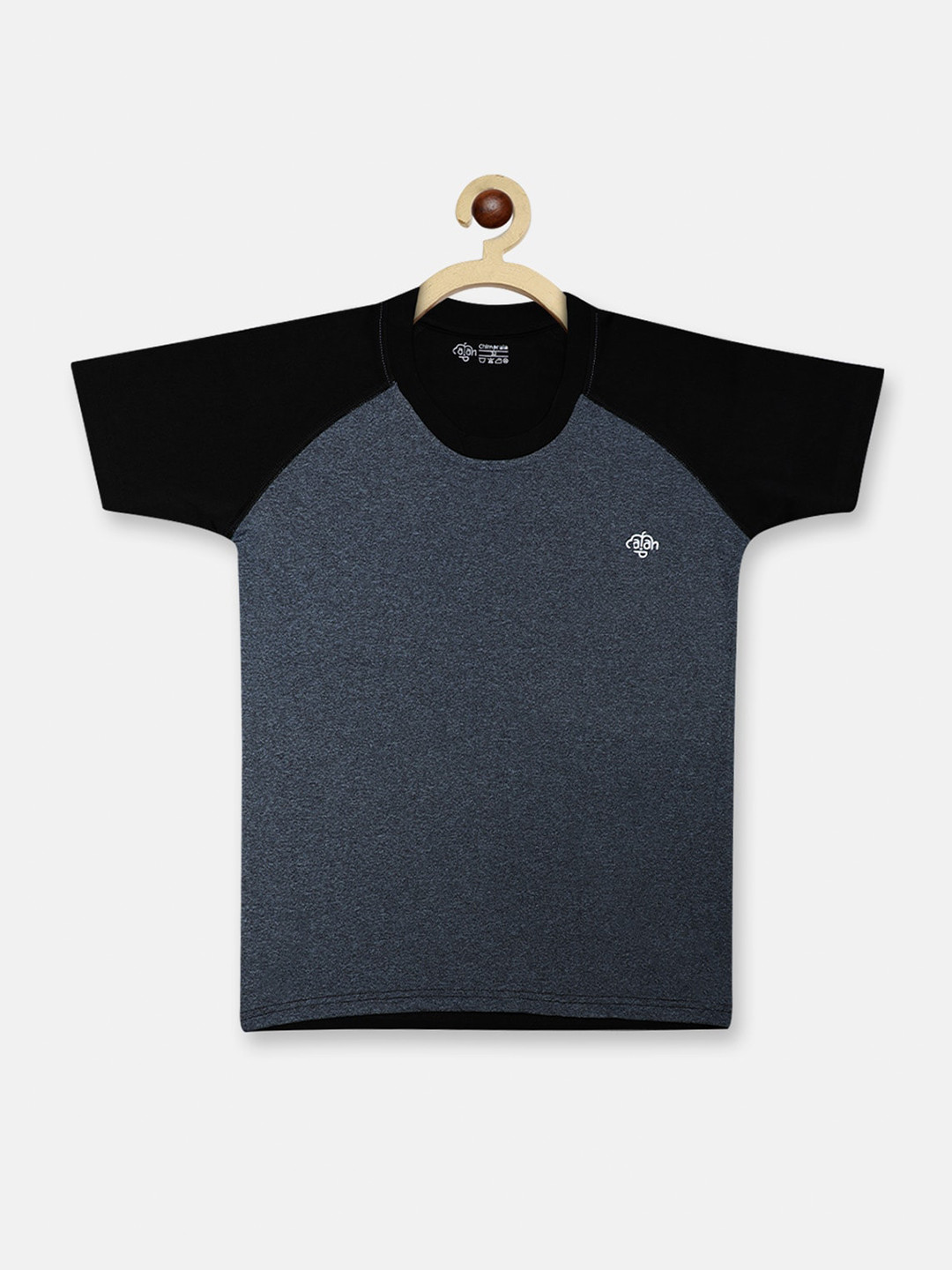 CHIMPRALA Boys Blue & Black Self-Design Sports T-shirt