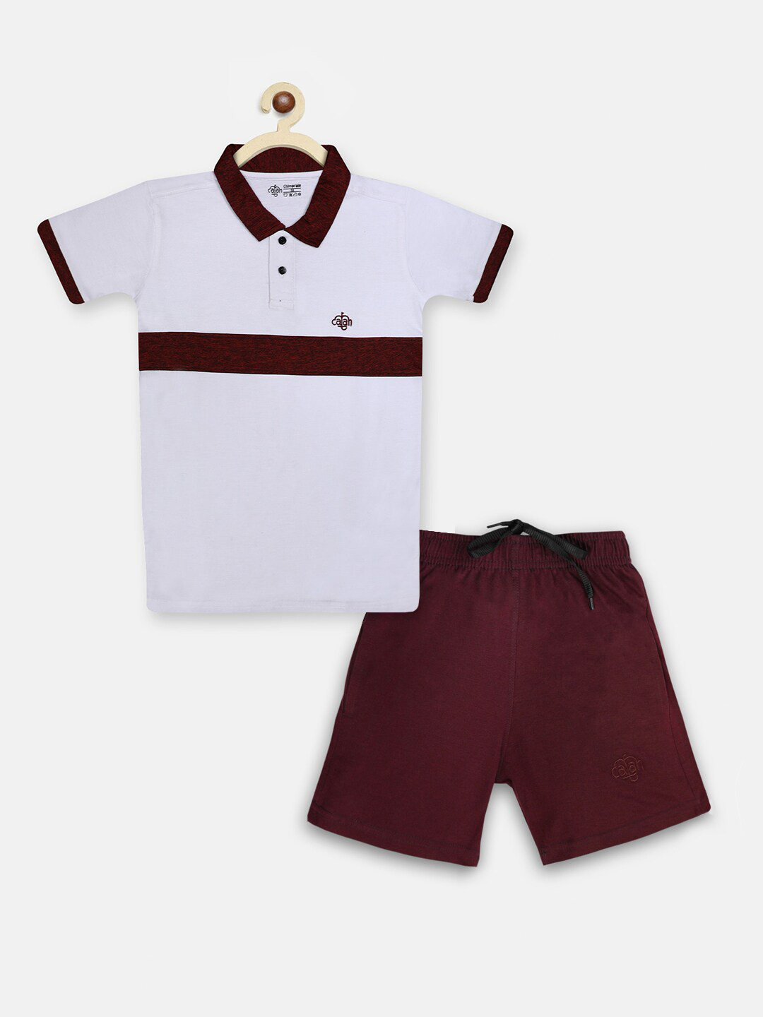CHIMPRALA Boys White & Maroon T-shirt with Shorts
