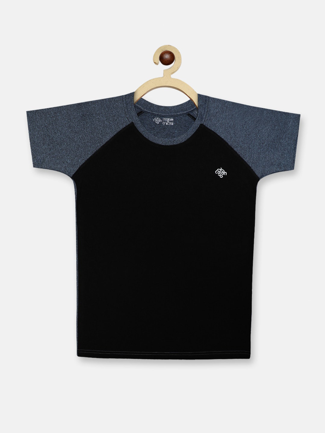 CHIMPRALA Girls Black & Grey Colourblocked Sports T-shirt