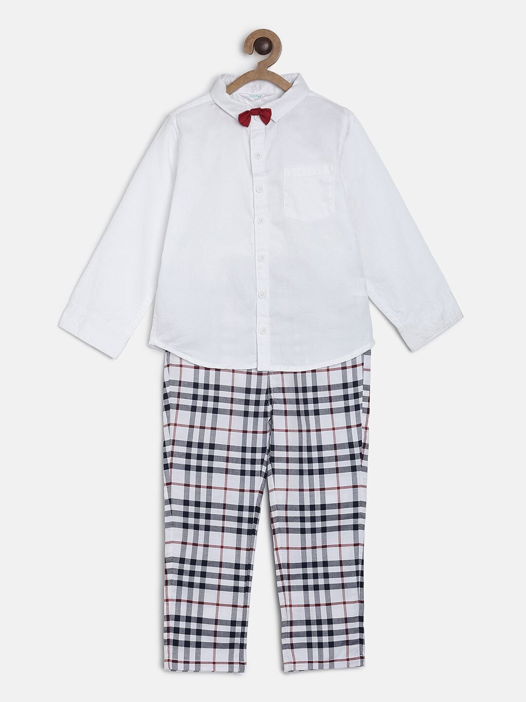 MINI KLUB Boys White & Black T-shirt With Trousers