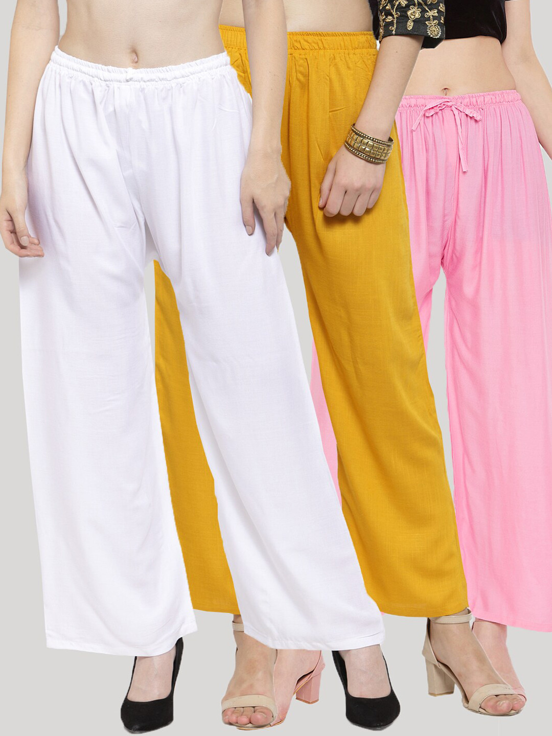 Clora Creation Women Yellow 3 Knitted Palazzos