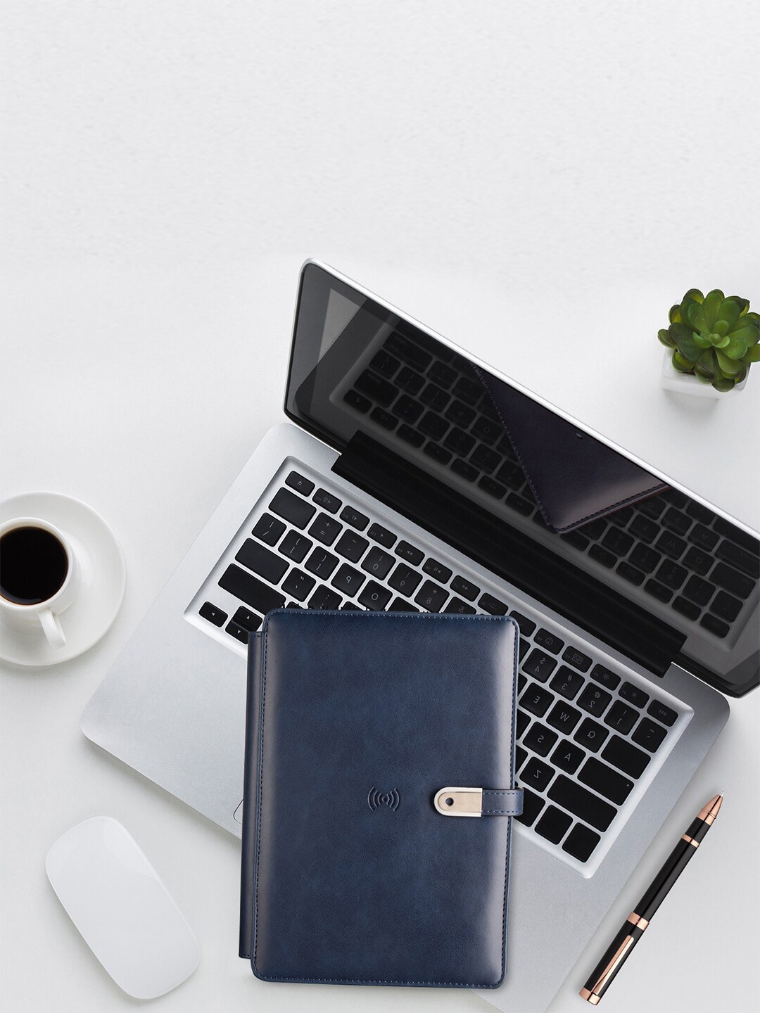 Pennline Blue Solid Notebook wit 16 GB Flash Drive