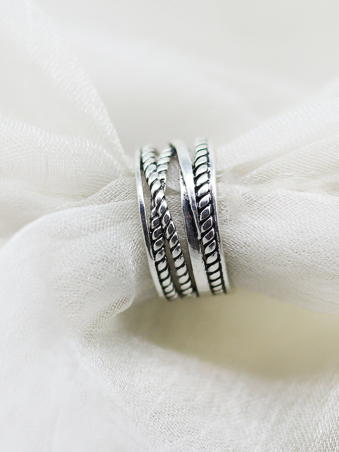 JOKER & WITCH Oxidised Silver-Plated Finger Ring