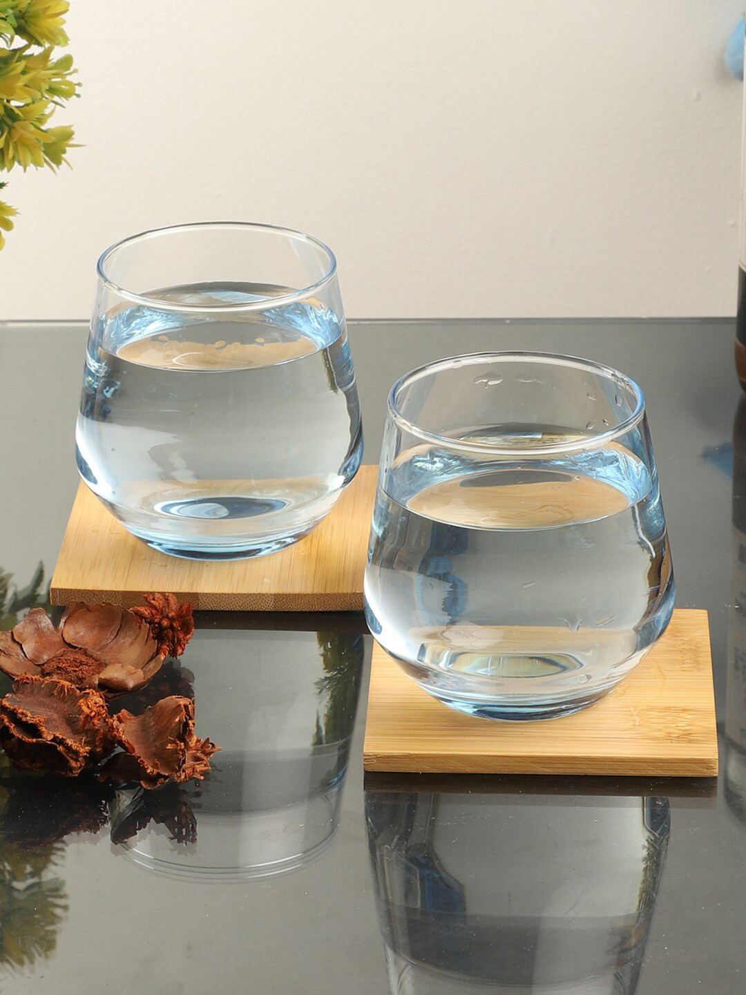 ceradeco Set Of 6 Transparent Oval Shaped Water Juice Glasses