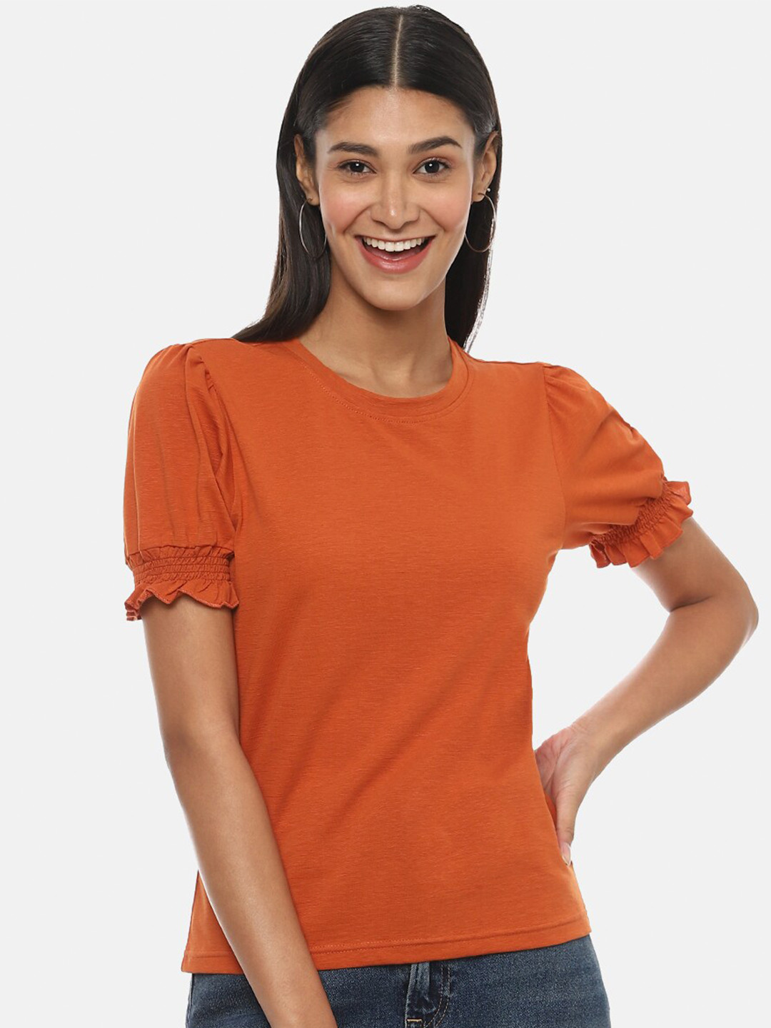 Campus Sutra Rust Regular Top
