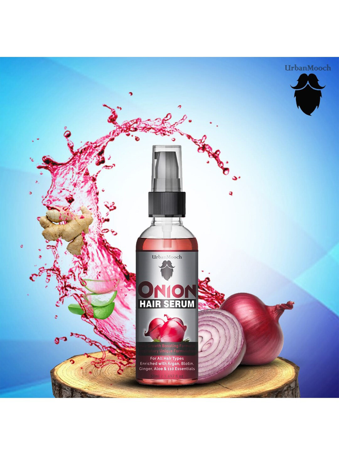 UrbanMooch Onion Hair Serum for Smooth & Silky Hair - 50 ml