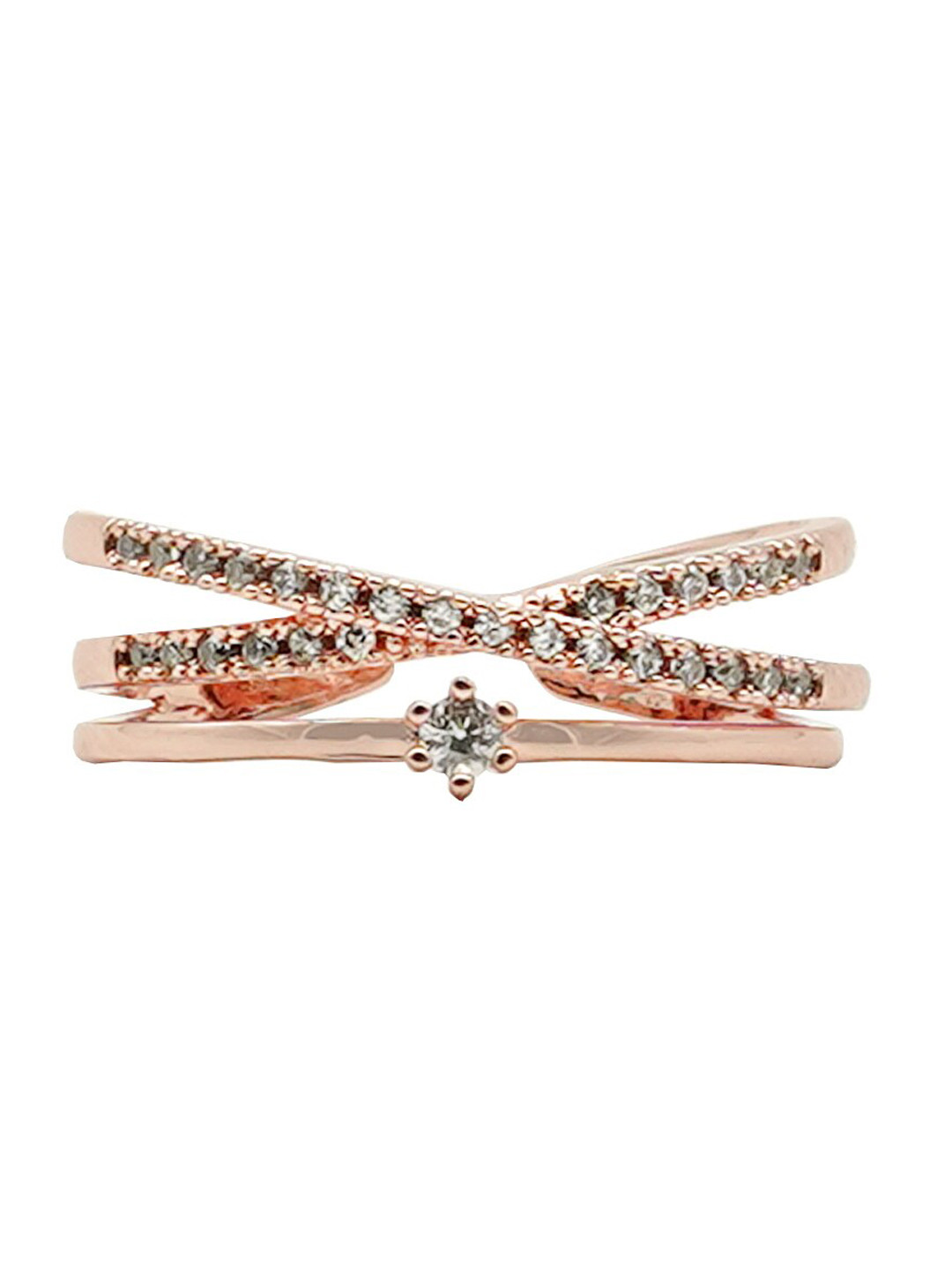 JOKER & WITCH Rose Gold-Toned Rhinestones-Studded Finger Ring