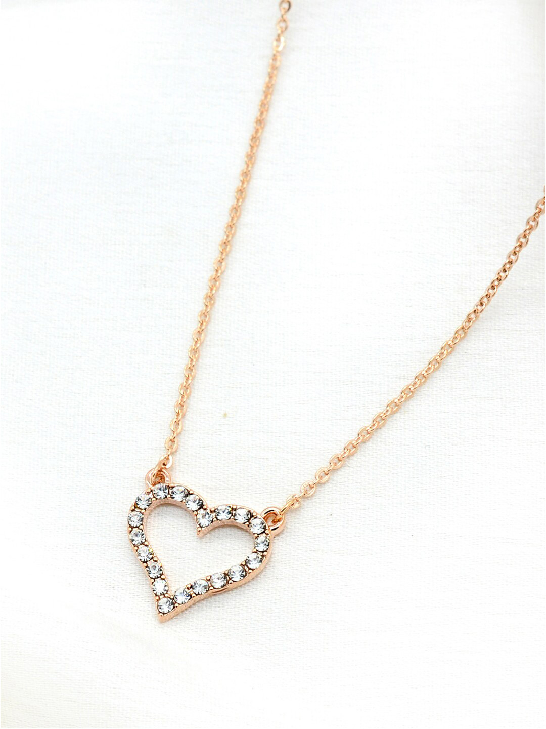 JOKER & WITCH Rose Gold & Silver-Toned Elegant Heart Charm Chain