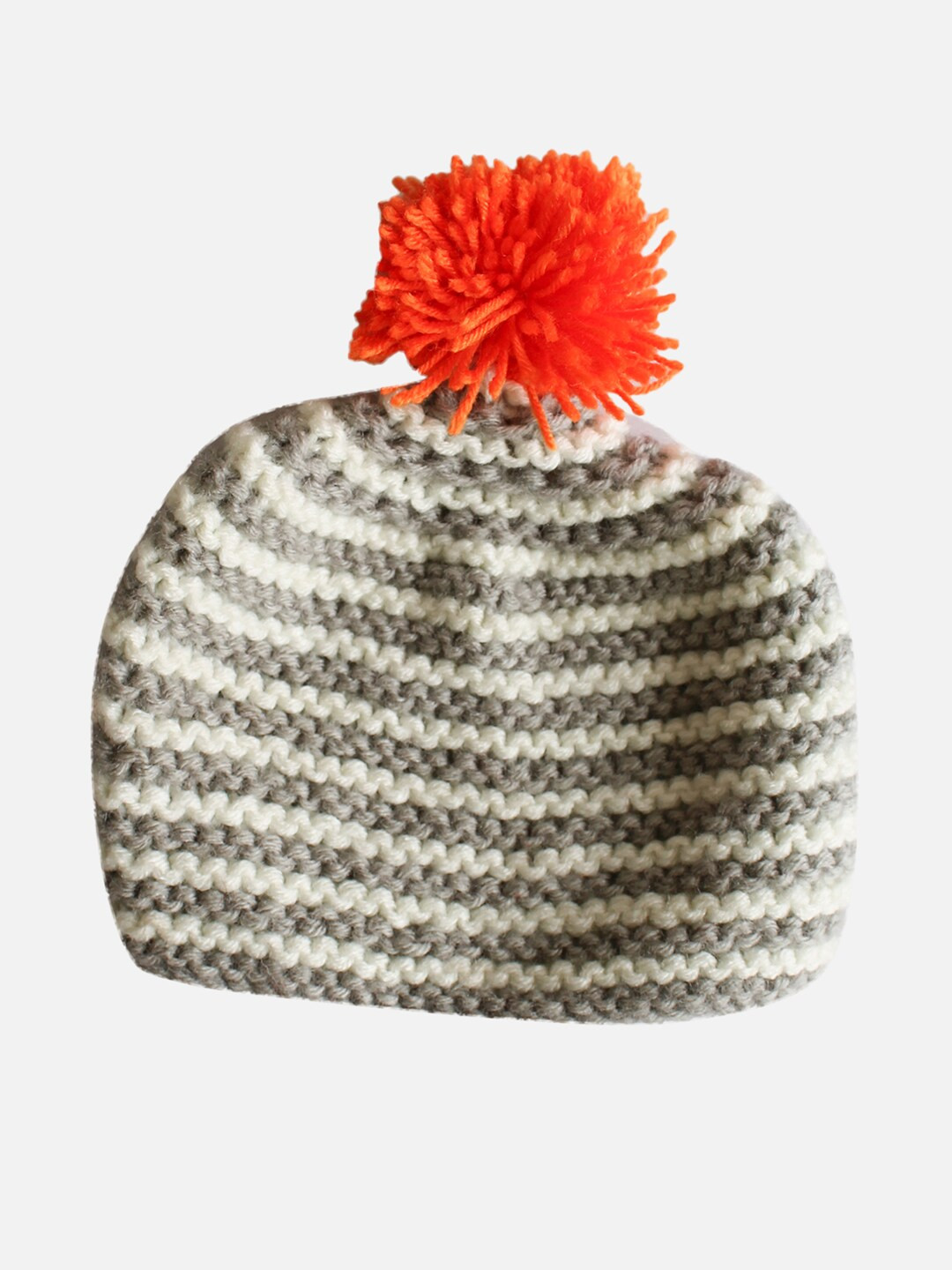Woonie Kids Grey & White Handmade Woolen Beanie