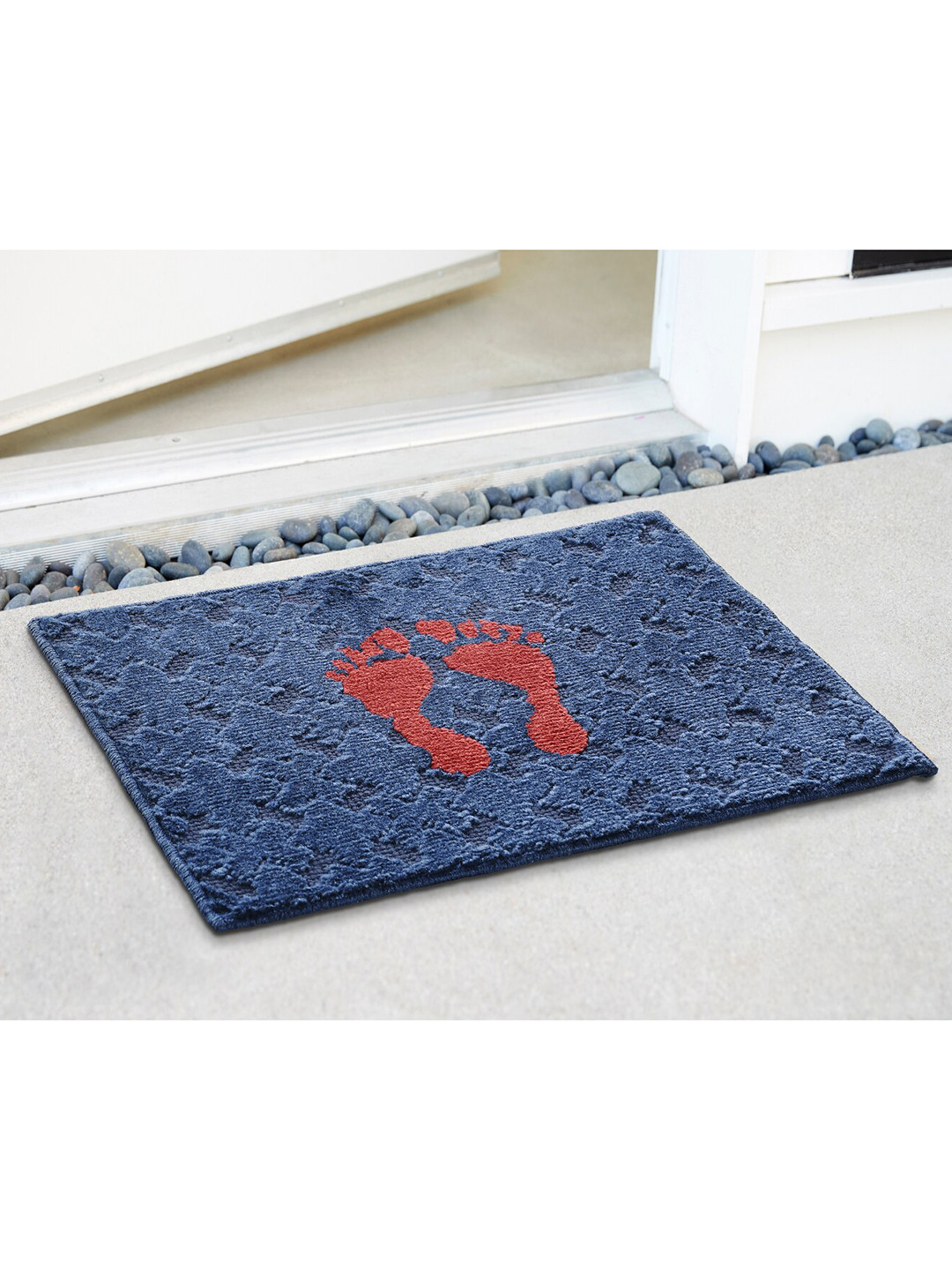 Saral Home Blue & Red Printed Cotton Anti-Skid Door Mat