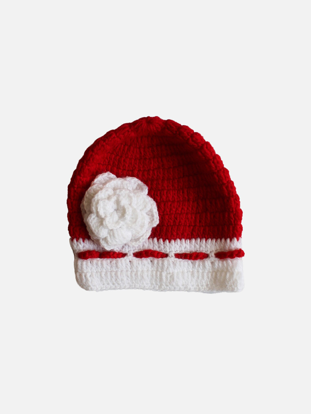 Woonie Unisex Kids Red & White Beanie