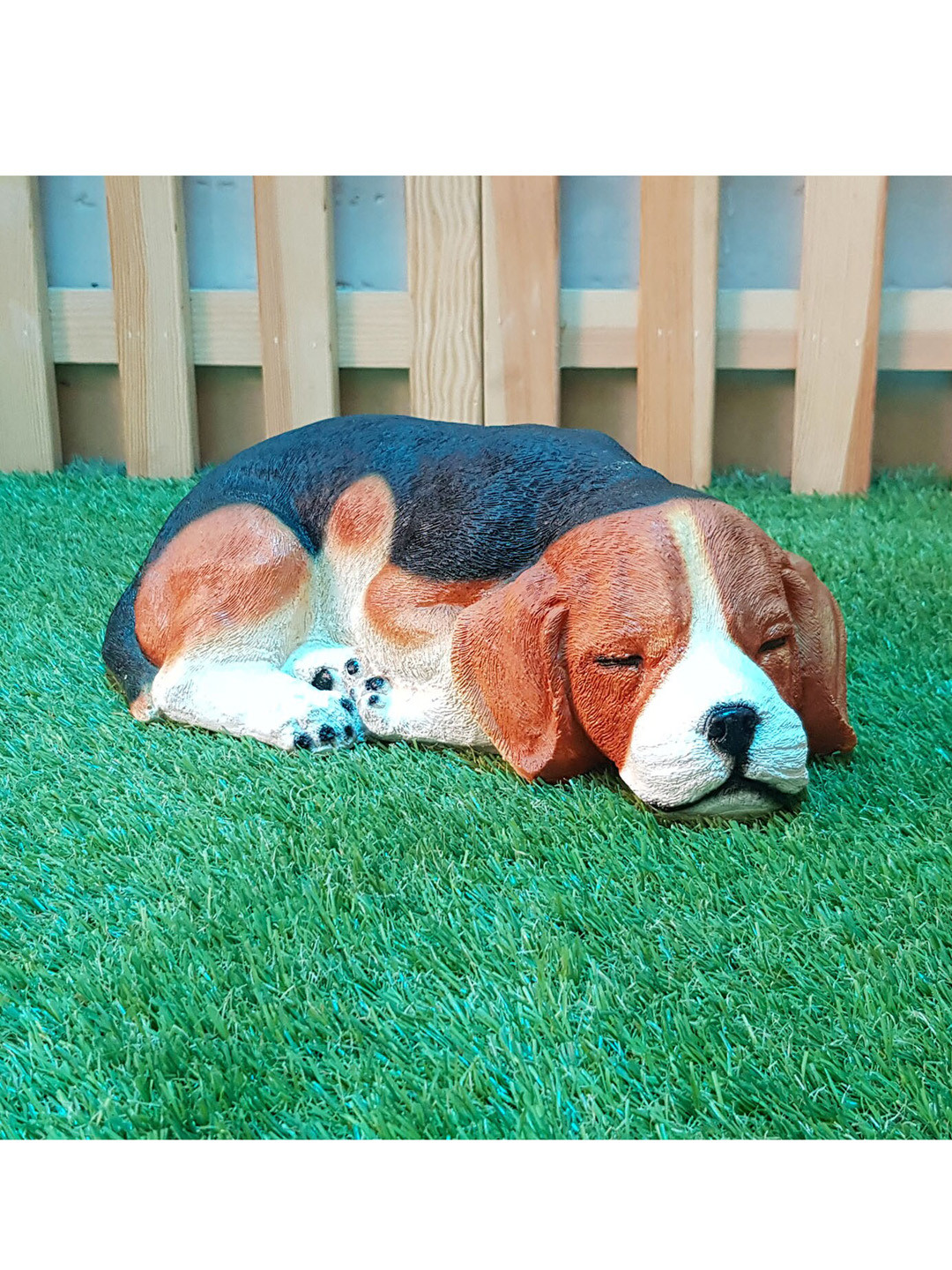 Wonderland Black & Brown Beagle Dog Sleeping Garden Decoration Accessory
