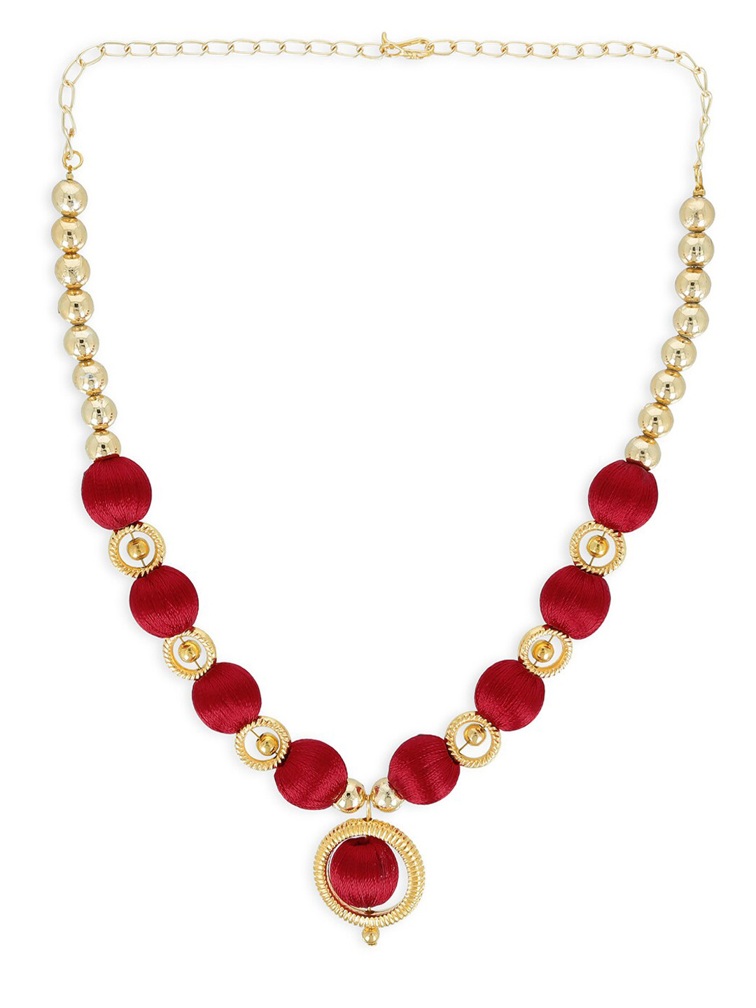 AKSHARA Gold-Toned & Red Handcrafted Choker Necklace