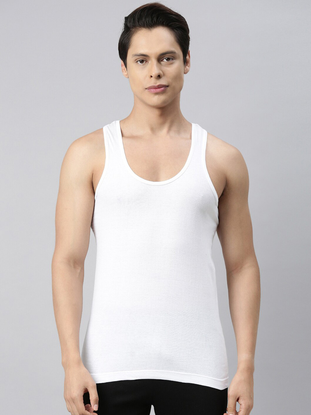 VIP Men Pack Of 4 White Solid Innerwear Vests