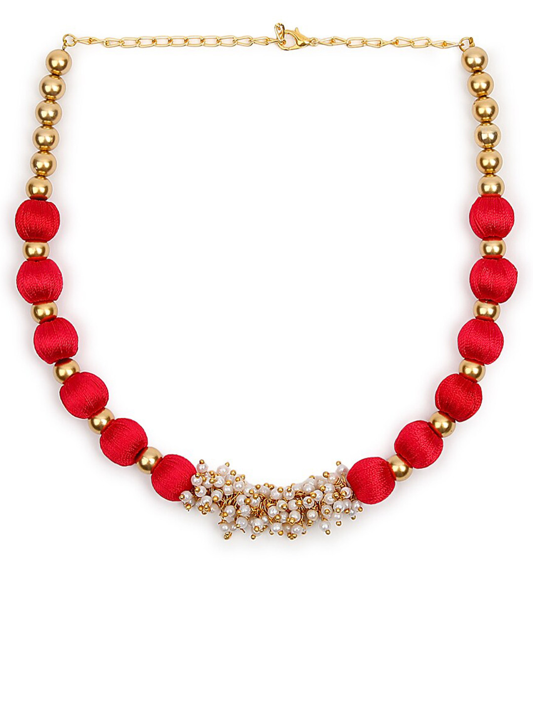 AKSHARA Red & Gold-Toned Handcrafted Choker Necklace